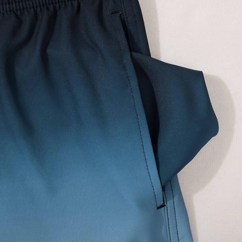 MADHERO Mens Swim Trunks with Compression Liner 2 in 1 Quick Dry Swimming Shorts Swimwear Dark Blue Sky Blue Size XL - Image 3