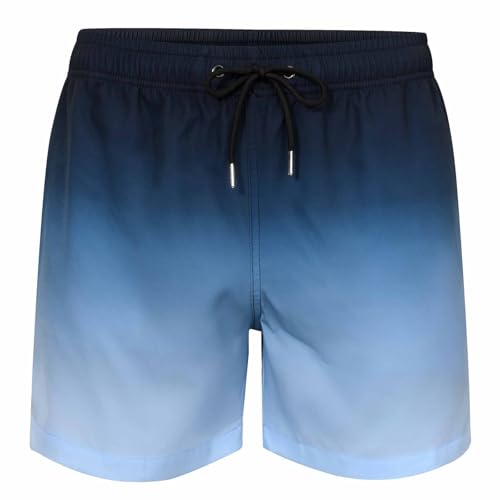 MADHERO Mens Swim Trunks with Compression Liner 2 in 1 Quick Dry Swimming Shorts Swimwear Dark Blue Sky Blue Size XL - Image 4