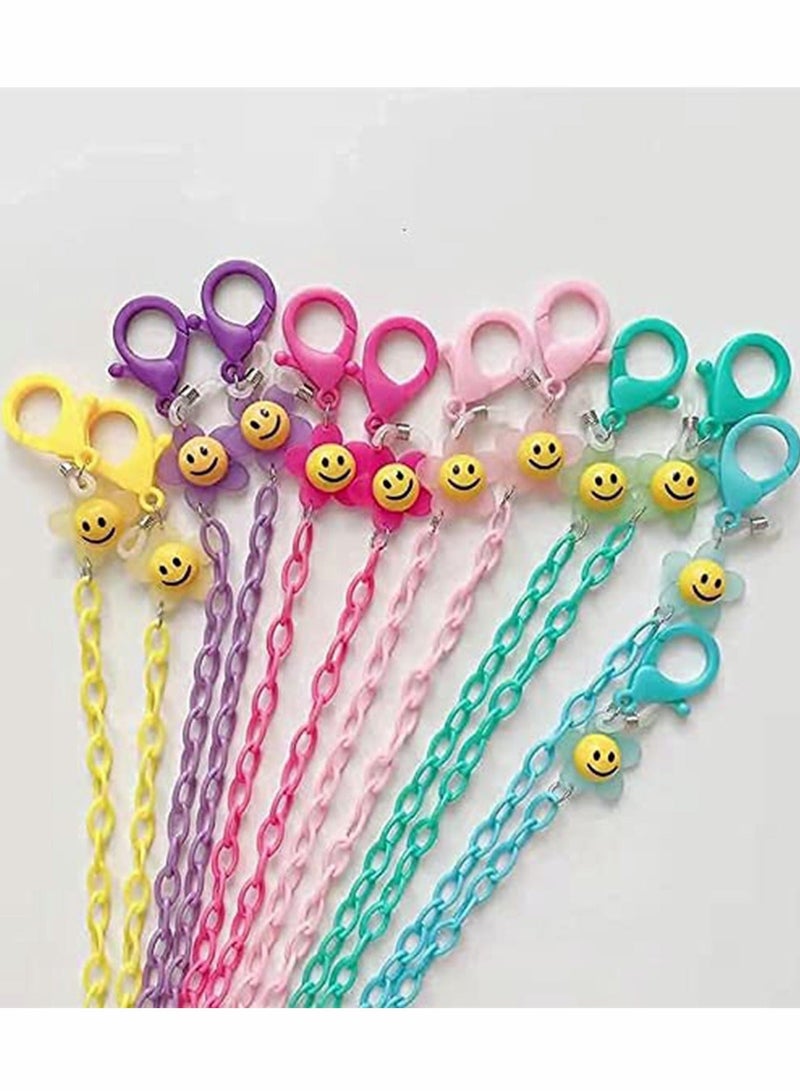 Mask Lanyard for Kids 6PCS Eyewear Eyeglass Lanyard Repeatable Portable Beautiful and Durable Cute Smile Cartoon Mask Holder Chain For Kids or Women Made of Acrylic Pack of 6 Colors - Image 3