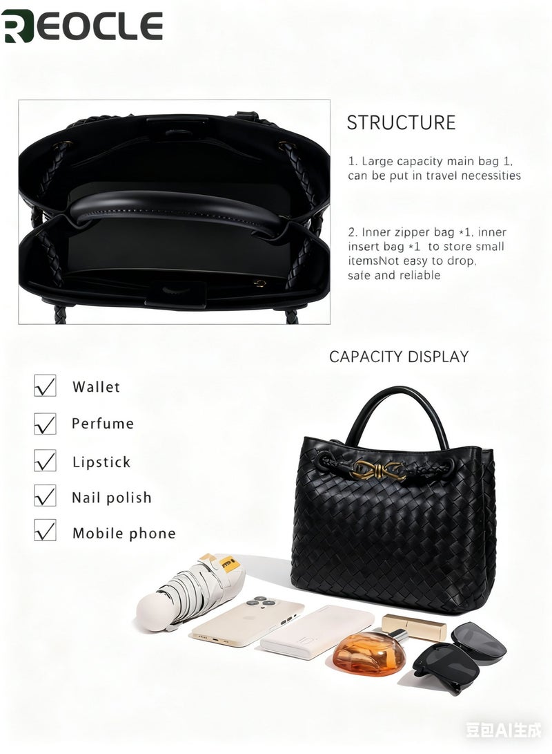 Women Woven Hobo Bag – Adjustable Crossbody Tote Satchel Purse for Casual Everyday Use, Lightweight Fashion Shoulder Bag - Image 2