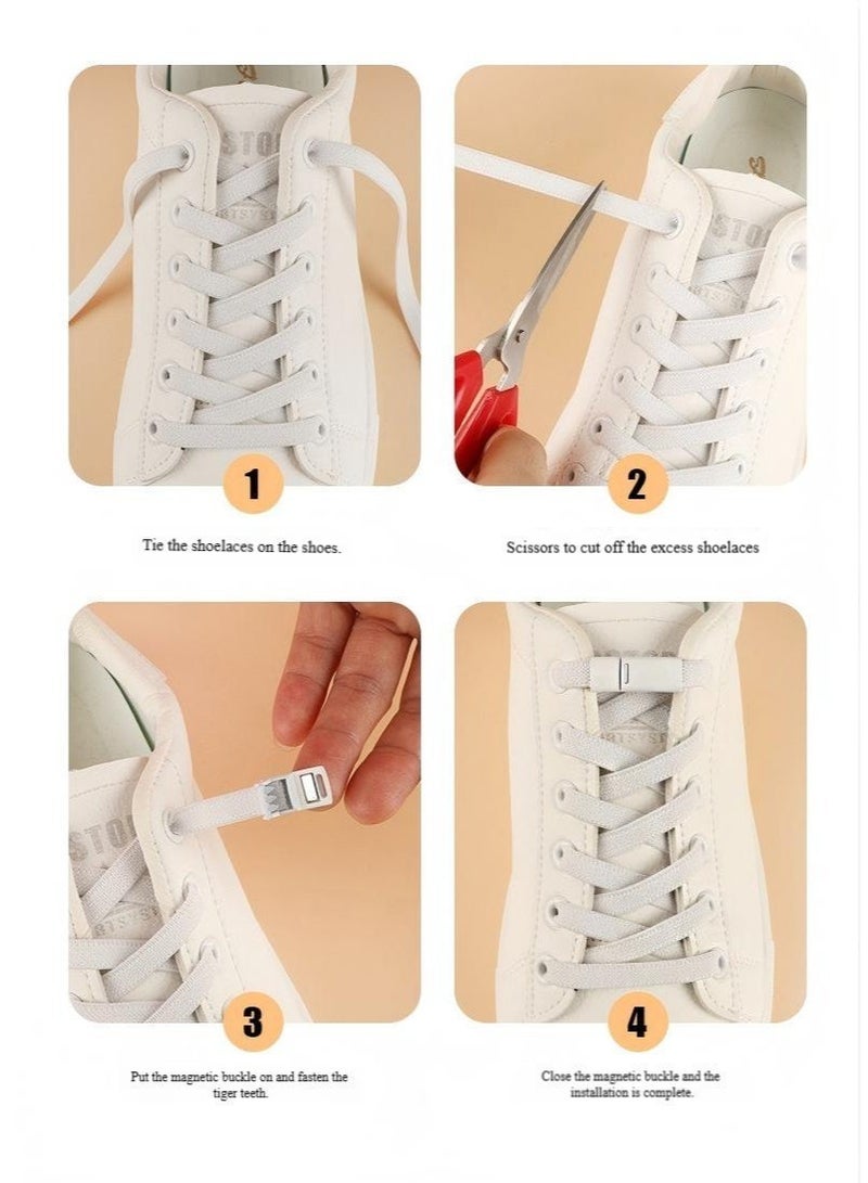 BABONA 1 Pairs of Easy-Tie Shoelaces with Interlocking Buckles, Adjustable Flat Shoe Athletic Laces, Lazy Lock Elastic No-Tie Shoelaces, Suitable for All Shoe Types for Men and Women (Pink) - Image 5