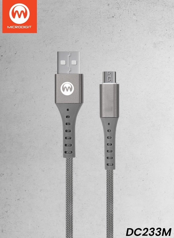 MICRODIGIT Dezire Series DC233M - 1.2M Micro USB Fast Charging (3A) & Data Sync Cable (480Mbps) - Braided, Flexible & Durable with Overheat/Surge Protection for Smartphones, Powerbanks & More - Image 1