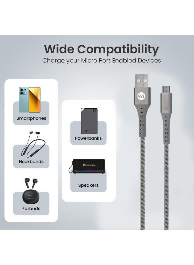 MICRODIGIT Dezire Series DC233M - 1.2M Micro USB Fast Charging (3A) & Data Sync Cable (480Mbps) - Braided, Flexible & Durable with Overheat/Surge Protection for Smartphones, Powerbanks & More - Image 4