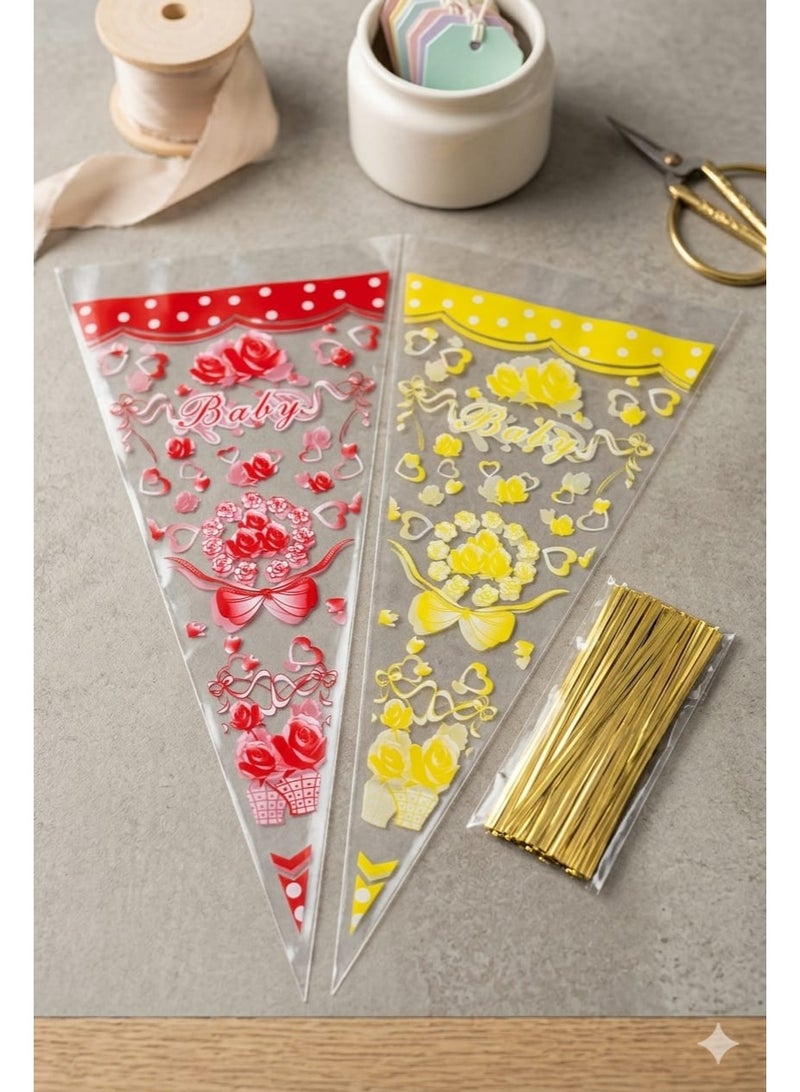 Cone-shaped baby shower gift bags – a touch of elegance for your newborn. Elegant baby shower favors, 50 pieces. - Image 2