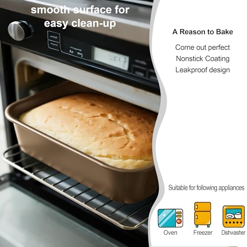 AWTBDP Baking Pan Set of 2, 12.5’’ X 10’’ X 2.4’’ Nonstick Sheet Cake Pan for Christmas Thanksgiving, Durable Cookie Sheets for Baking Lasagna Deep-Dish Pizza Brownies Casseroles, Rose Gold & Easy to Clean - Image 5