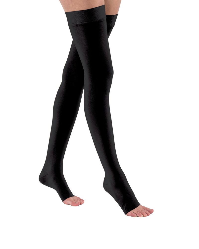 JOBST Relief 2030 mmHg Thigh High Compression Stockings with Silicone Band Open Toe Black Small Petite - Image 3