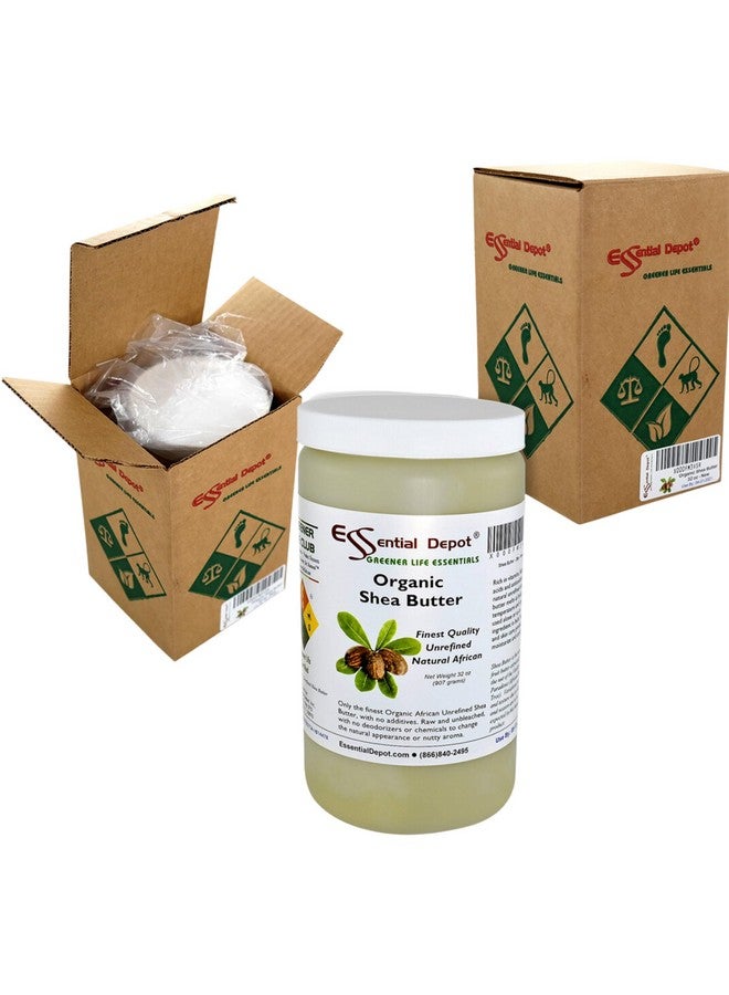 Essential Depot Shea Butter 32 Oz. 2 Lbs Organic Unrefined In Resealable Safety Sealed Hdpe Jar - Image 1