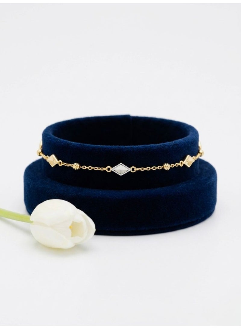 The Intermix Gems Gold Tricolor Kite Charm Bracelet 18K - Image 2