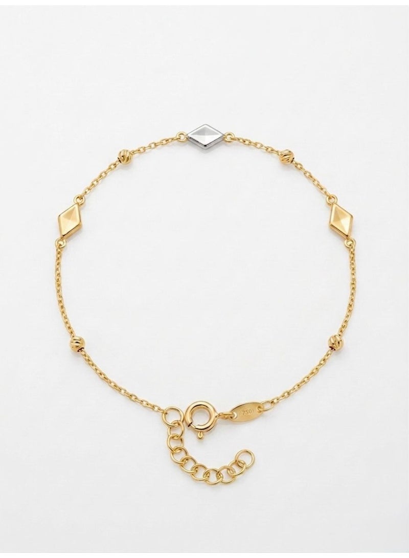 The Intermix Gems Gold Tricolor Kite Charm Bracelet 18K - Image 1