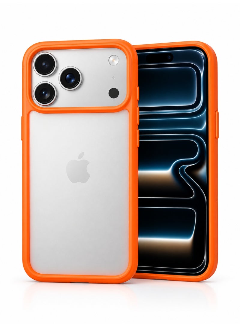 Unique Case Fit Classic Anti-Microbial Crystal Clear Case with 13ft Drop Protection & Orange TPU Bumper for iPhone 17 Pro Max, Clear with Orange Frame - 1 Pack - Image 1