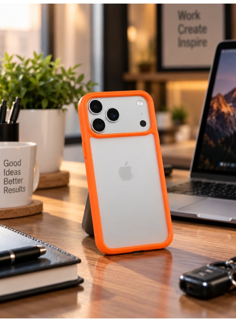 Unique Case Fit Classic Anti-Microbial Crystal Clear Case with 13ft Drop Protection & Orange TPU Bumper for iPhone 17 Pro Max, Clear with Orange Frame - 1 Pack - Image 4