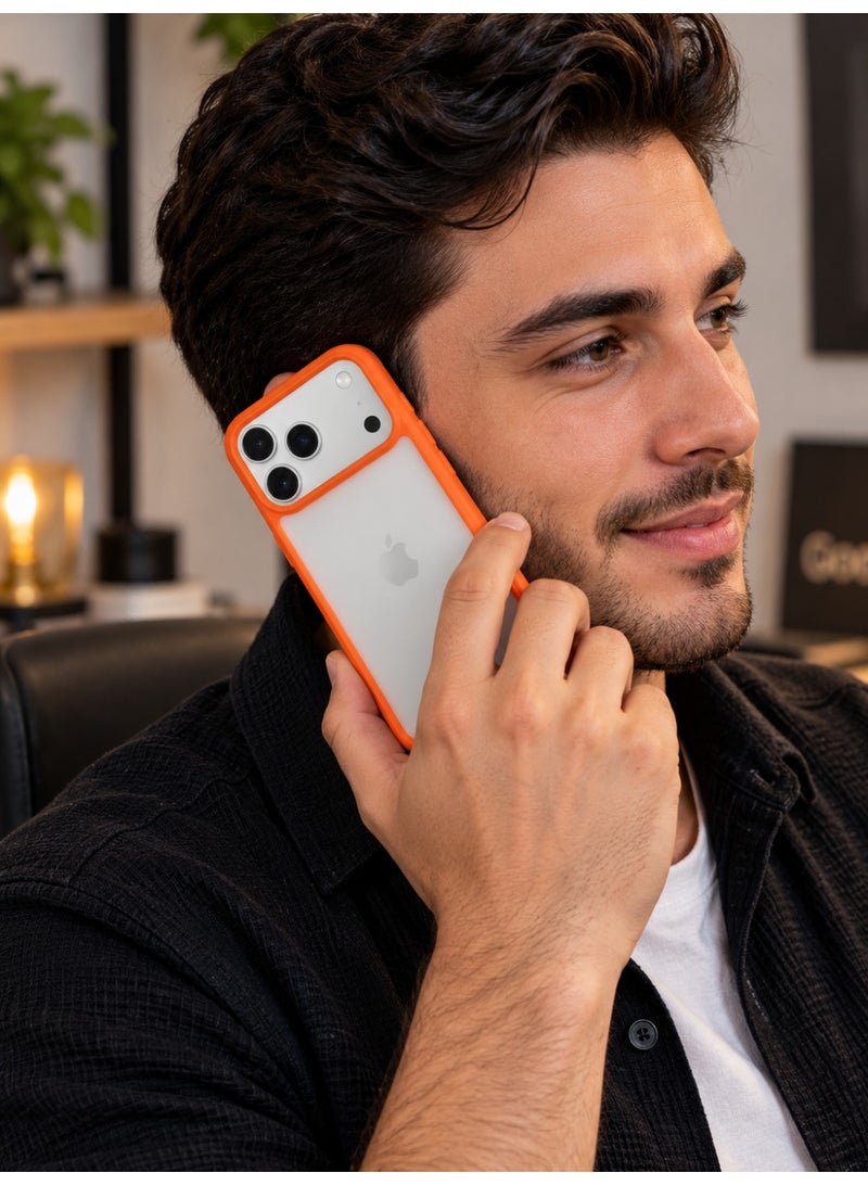 Unique Case Fit Classic Anti-Microbial Crystal Clear Case with 13ft Drop Protection & Orange TPU Bumper for iPhone 17 Pro Max, Clear with Orange Frame - 1 Pack - Image 3