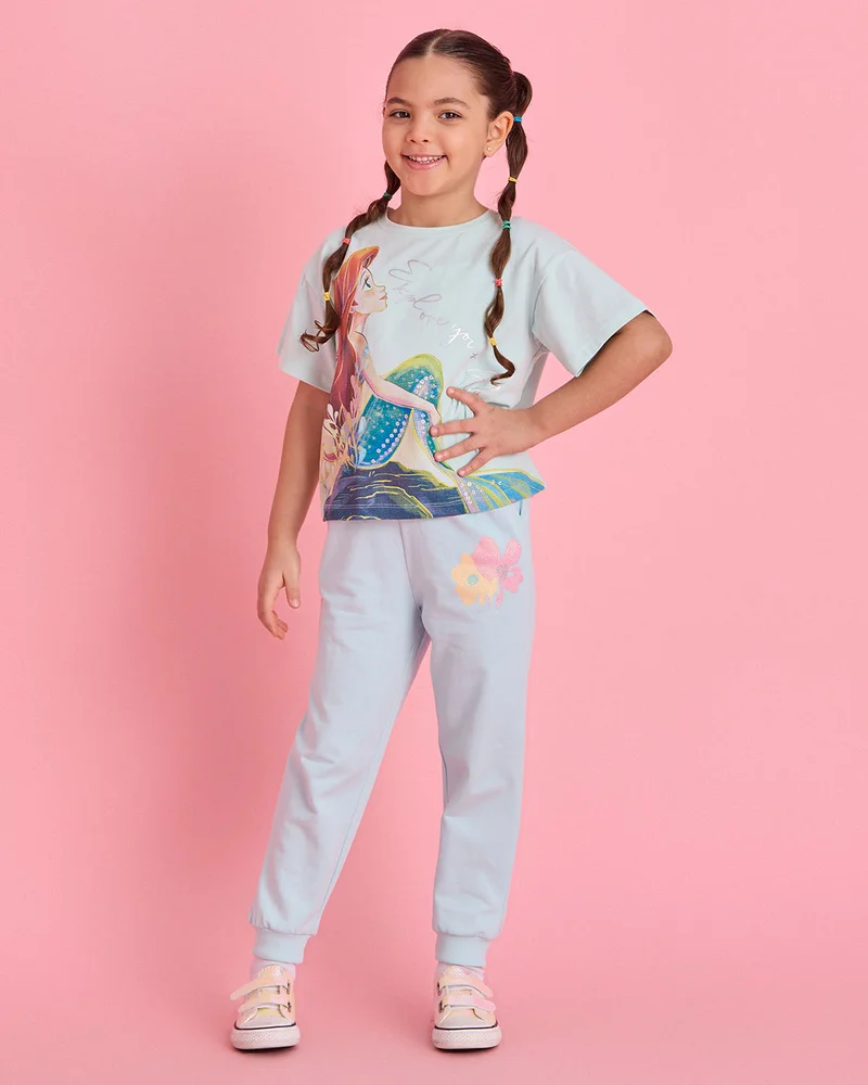 Redtag Girls Blue Printed Active Track Pants
