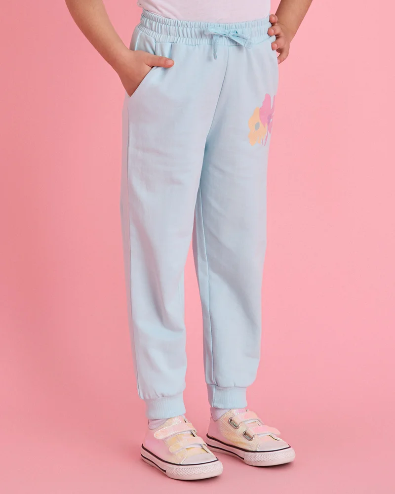 Redtag Girls Blue Printed Active Track Pants