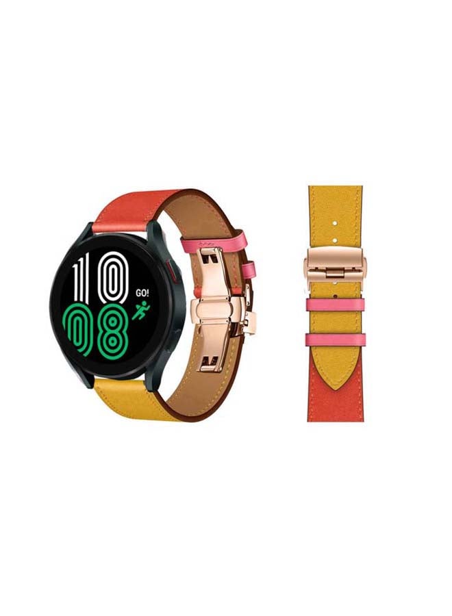 Perfii Genuine Leather Replacement Band for Samsung Galaxy Watch 4 40/44mm Orange - Image 1