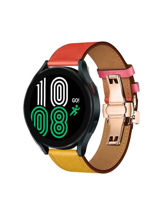 Perfii Genuine Leather Replacement Band for Samsung Galaxy Watch 4 40/44mm Orange - Image 2