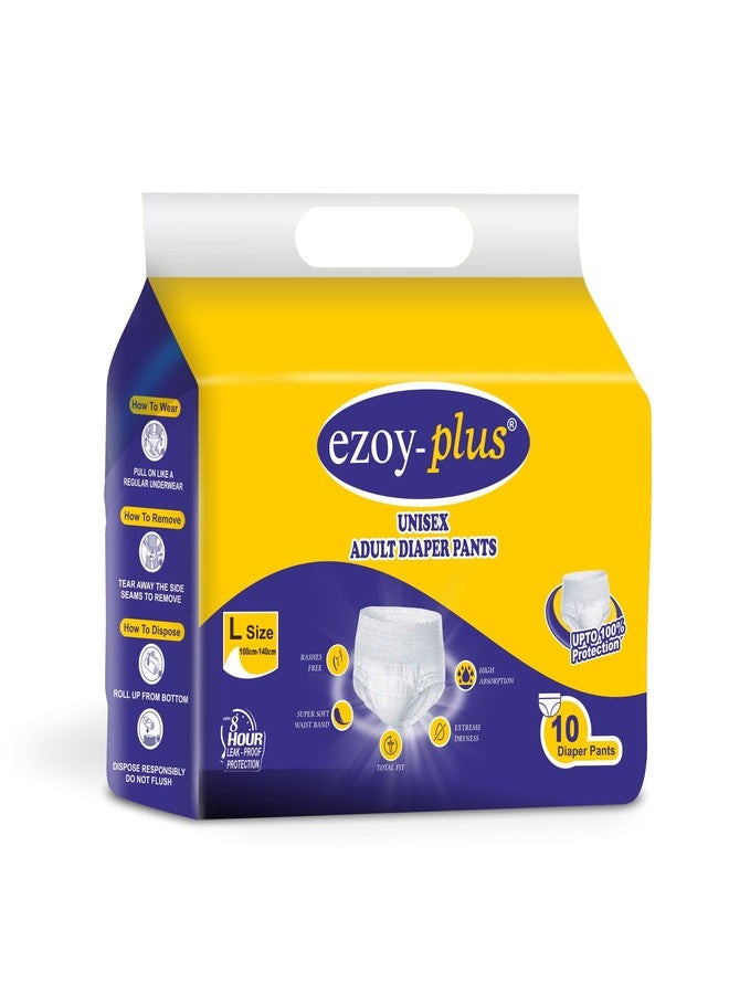 Ezoyplus Unisex Adult Diaper L Size Pullup Diapers|Extra Comfortable & Odour Control (L,10 Pcs) - Image 1