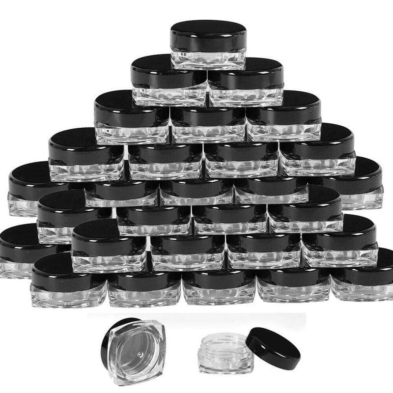 PackDost 5g Diamond Shape Acrylic Jars – Transparent with Black Cap for Creams, Lip Balm, Cosmetics, and More (set of 24) - Image 1