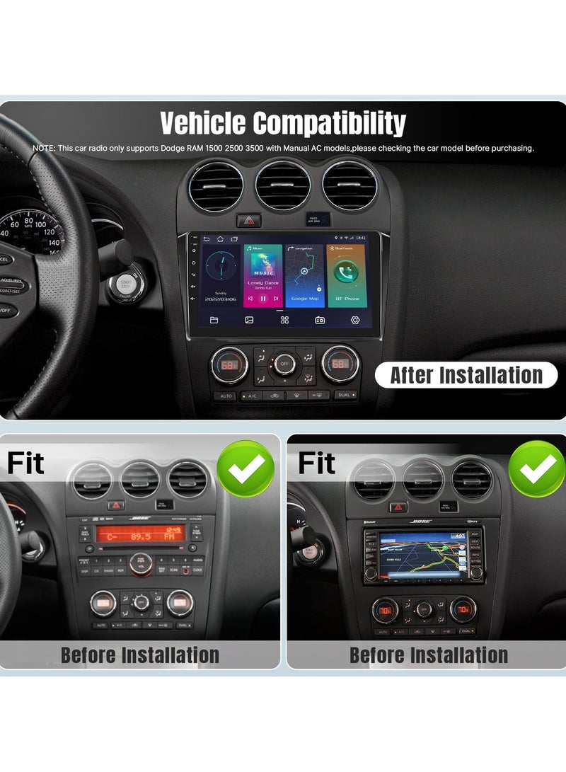 Android Screen For Nissan Altima 2008 To 2012 2GB RAM 32GB ROM Support Apple Carplay Android Auto Full HD Touch Screen built In Bluetooth USB Radio WiFi Play Store Backup Camera include(Automatic AC)