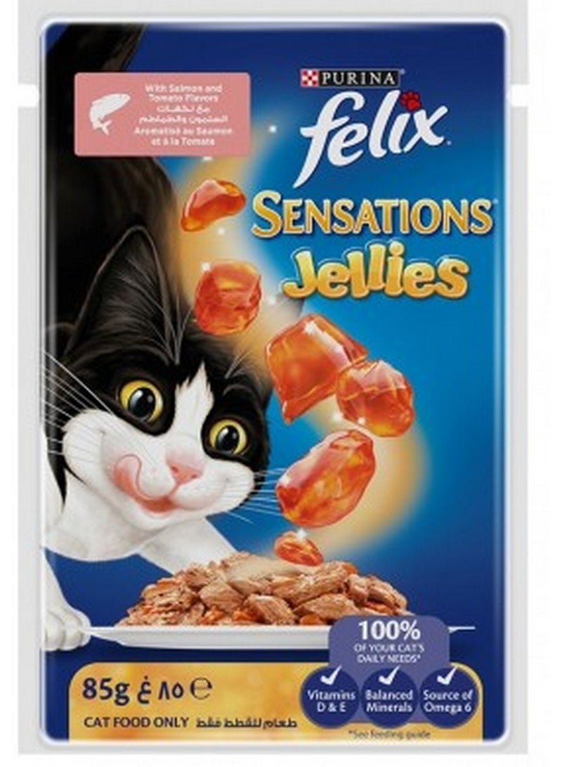 بورينا فيليكس سينسيشنز جيلي بنكهة السلمون والطماطم 85 جم