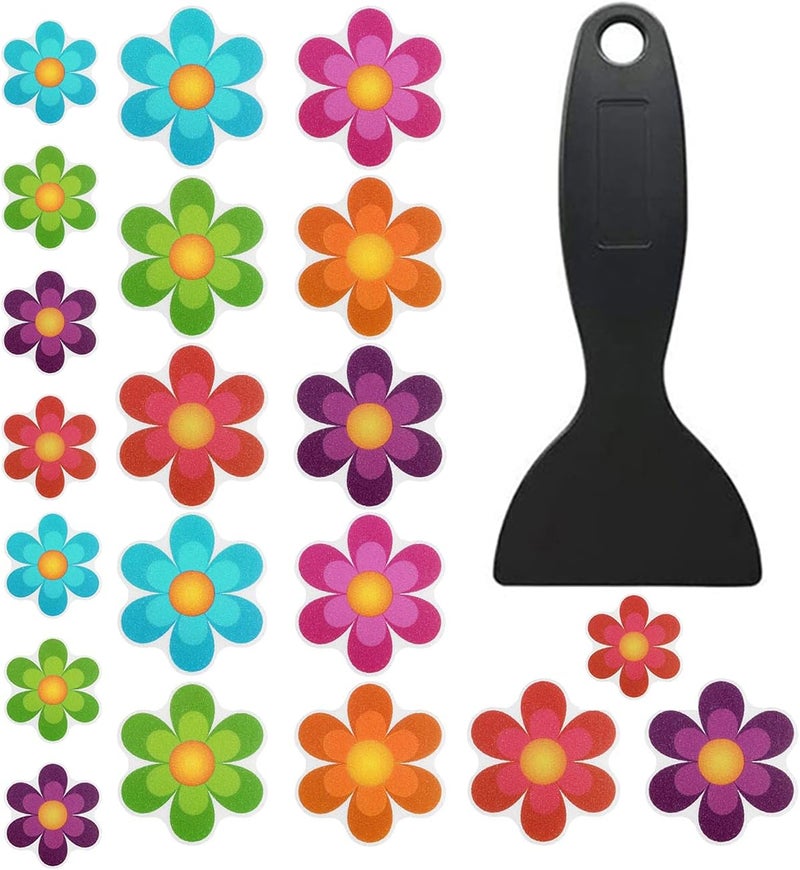 cheekyglo 20pcs Anti Slip Shower Stickers Colorful Flower Stickers Bathtub Dress up Baby Shower Decals Adhesive Appliques for Refrigerators, Windows, Bathtub and Other Smooth Surfaces Decoration - Image 1