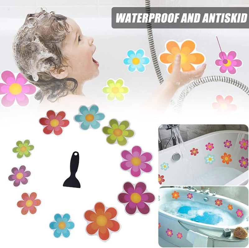 cheekyglo 20pcs Anti Slip Shower Stickers Colorful Flower Stickers Bathtub Dress up Baby Shower Decals Adhesive Appliques for Refrigerators, Windows, Bathtub and Other Smooth Surfaces Decoration - Image 5