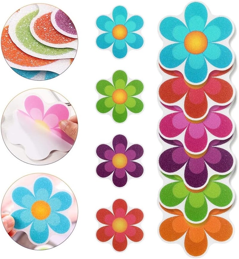cheekyglo 20pcs Anti Slip Shower Stickers Colorful Flower Stickers Bathtub Dress up Baby Shower Decals Adhesive Appliques for Refrigerators, Windows, Bathtub and Other Smooth Surfaces Decoration - Image 2