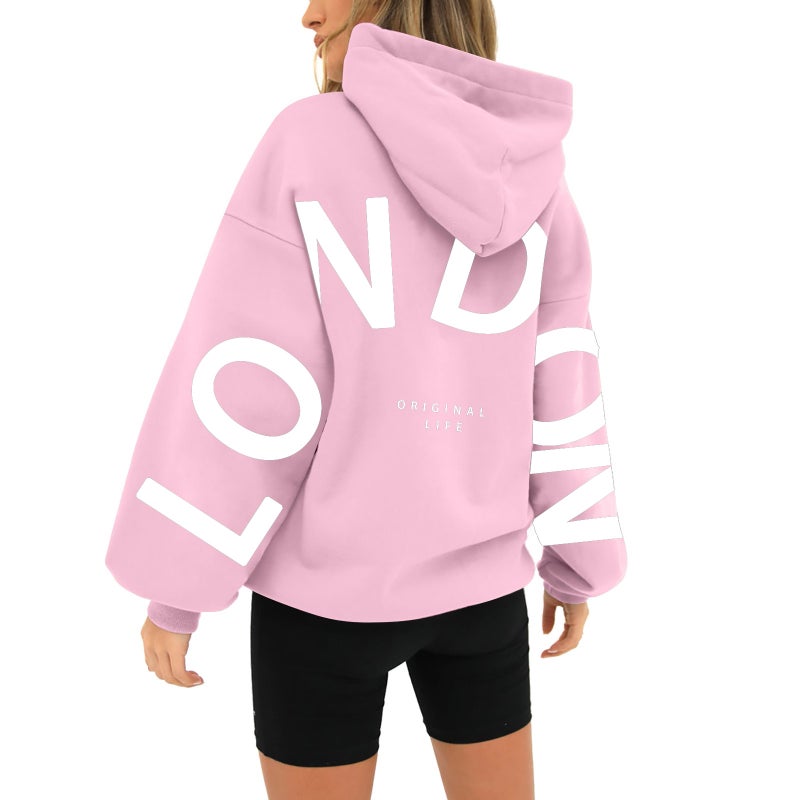 2024 and Trend plus size Letter Printed Hoodie Casual Loose Sweater Tide - Image 5