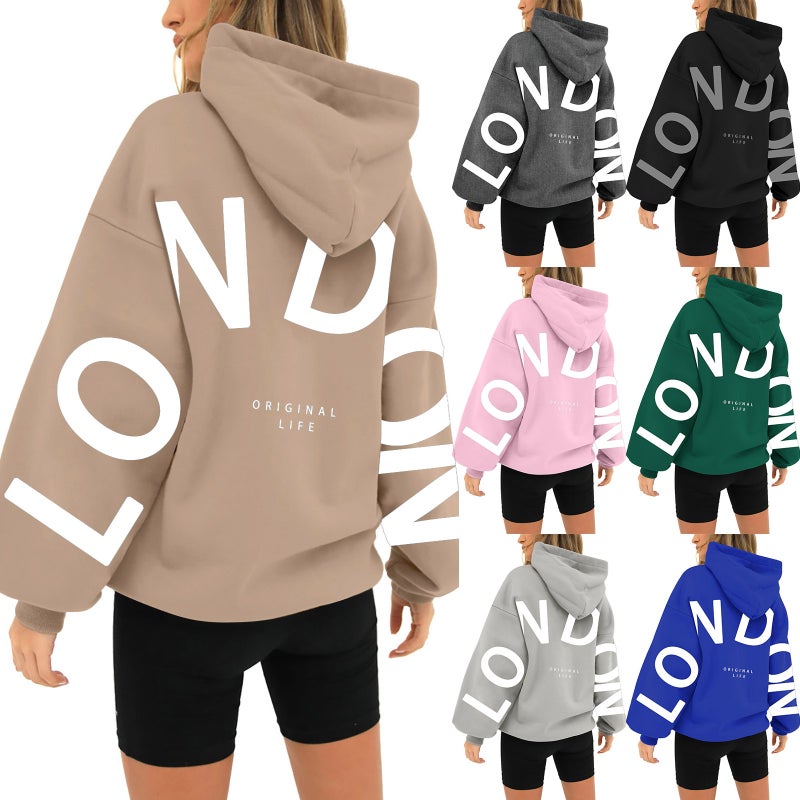 2024 and Trend plus size Letter Printed Hoodie Casual Loose Sweater Tide - Image 2