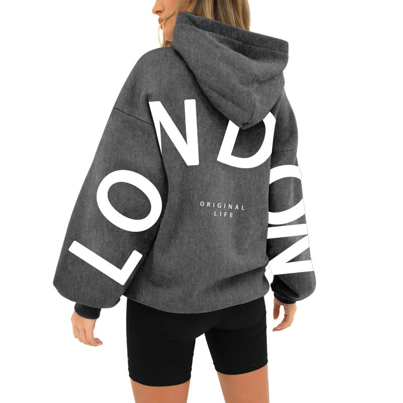 2024 and Trend plus size Letter Printed Hoodie Casual Loose Sweater Tide - Image 4