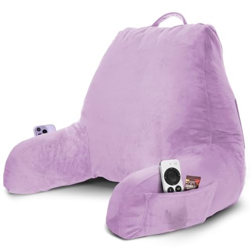 Nestl Nestl Reading Pillow with Shredded Memory Foam Designed for Sitting Up in Bed and Couch Back and Arms Adjustable Support for Adult  Teens Backrest Pillows for Reading with Washable Cover Lavender 