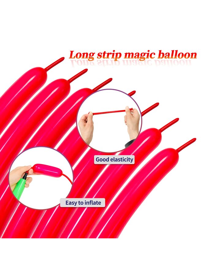 يُسلِّم 100 قطعة من البالونات الحمراء الطويلة الرفيعة المصنوعة من اللاتكس لبالونات الحيوانات، بالونات عالية الجودة للمبتدئين في صنع البالونات وديكورات حفلات الكرنفال - Image 4