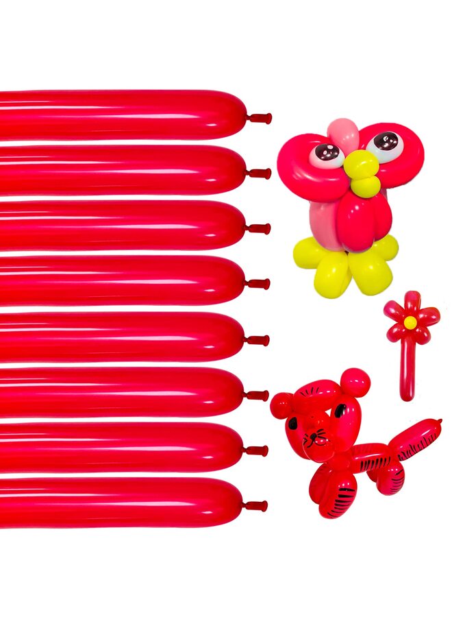 يُسلِّم 100 قطعة من البالونات الحمراء الطويلة الرفيعة المصنوعة من اللاتكس لبالونات الحيوانات، بالونات عالية الجودة للمبتدئين في صنع البالونات وديكورات حفلات الكرنفال - Image 1