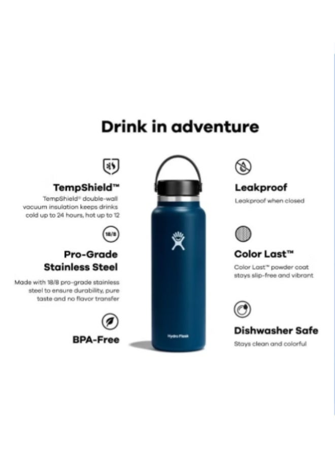 Hydro Flask Insulated Wide Mouth Stainless Steel Water Bottle 1182ml with Leakproof Flex Cap – Hot & Cold Thermos Flask , Gray - Image 4