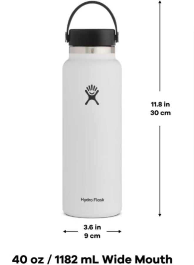 Hydro Flask Insulated Wide Mouth Stainless Steel Water Bottle 1182ml with Leakproof Flex Cap – Hot & Cold Thermos Flask , Gray - Image 5