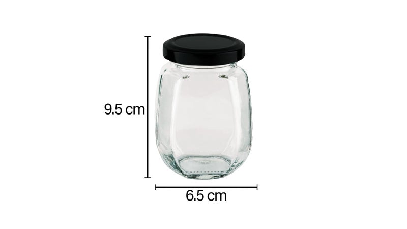 CROCO JAR Crown Shape Glass Jars with Black Lids|Premium Airtight Storage Containers for Kitchen, Spices, Pickles, Dry Fruits, Snacks & Pantry Organization|Transparent Glass Jars 250ml|Black Set of 6 - Image 4