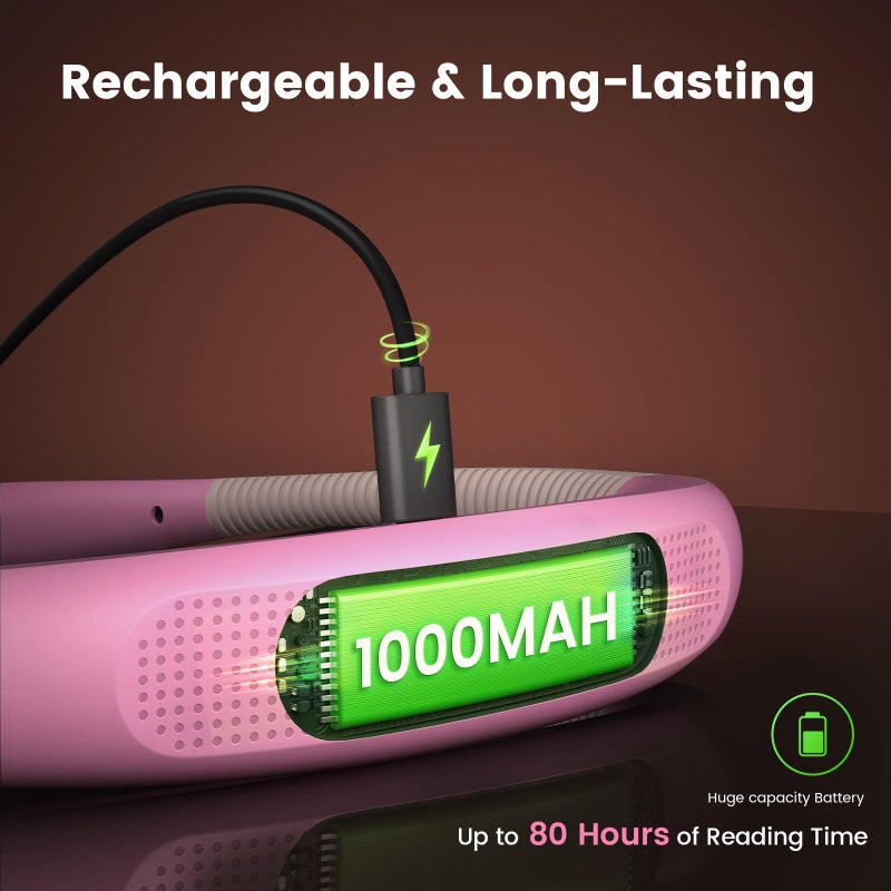 Glocusent Book Light, 3-Color & 6-Brightness Reading Light, Bendable Neck Light, 80-hr Lasting Rechargeable Book Light, Perfect Reading Lights for Books in Bed, Knitting, Book Lovers Gifts - 1Pack - Image 4