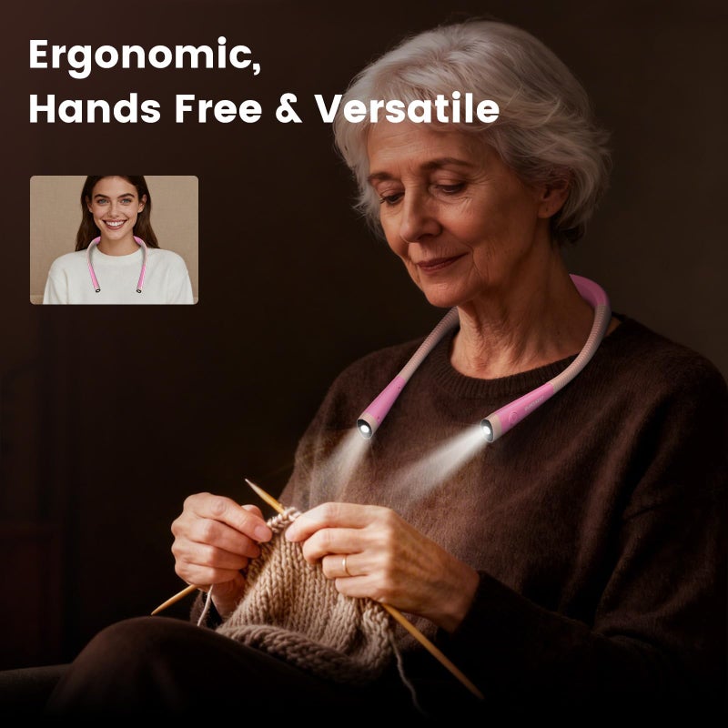 Glocusent Book Light, 3-Color & 6-Brightness Reading Light, Bendable Neck Light, 80-hr Lasting Rechargeable Book Light, Perfect Reading Lights for Books in Bed, Knitting, Book Lovers Gifts - 1Pack - Image 3