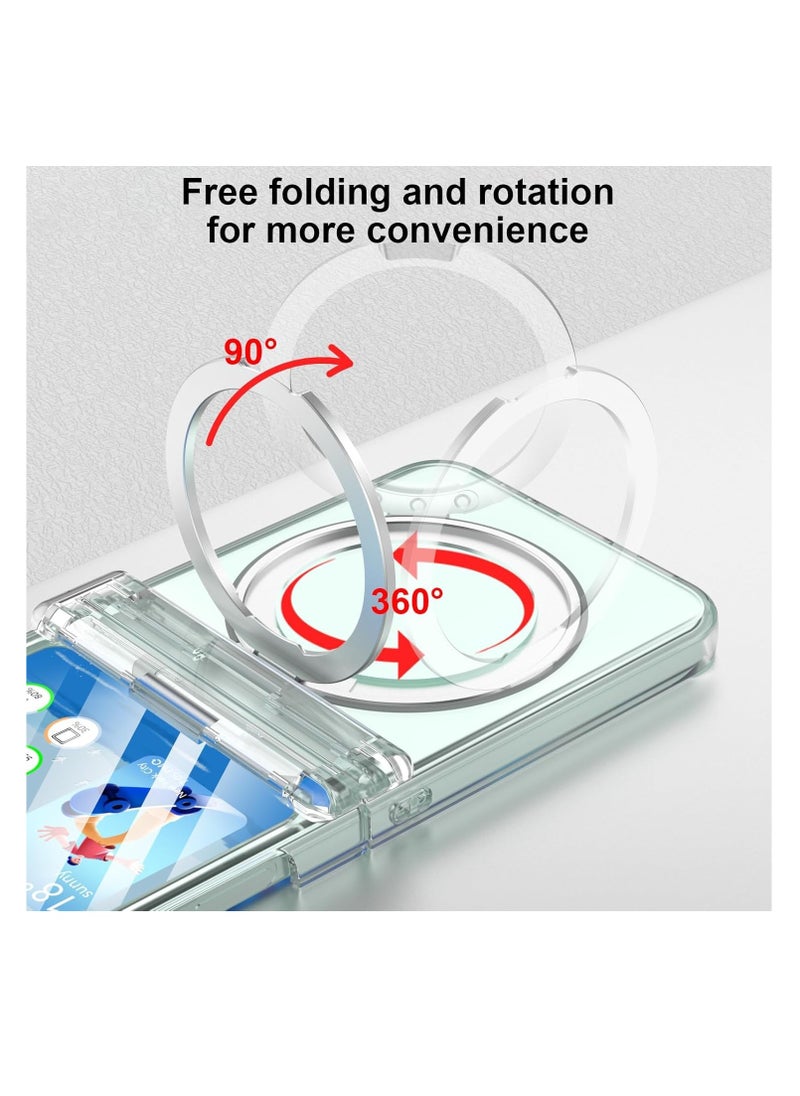Aookay Galaxy Z Flip 6 Case with Stand Compatible with Magsafe, with Hinge Protection & Outer Screen Protector, for Samsung Z Flip 6 5g Ultra Slim Magnetic Protective Case Cover (Clear)  - Image 3