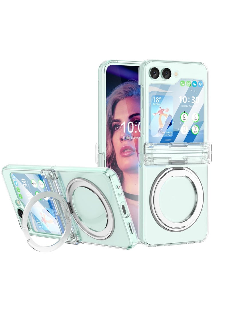 Aookay Galaxy Z Flip 6 Case with Stand Compatible with Magsafe, with Hinge Protection & Outer Screen Protector, for Samsung Z Flip 6 5g Ultra Slim Magnetic Protective Case Cover (Clear)  - Image 1