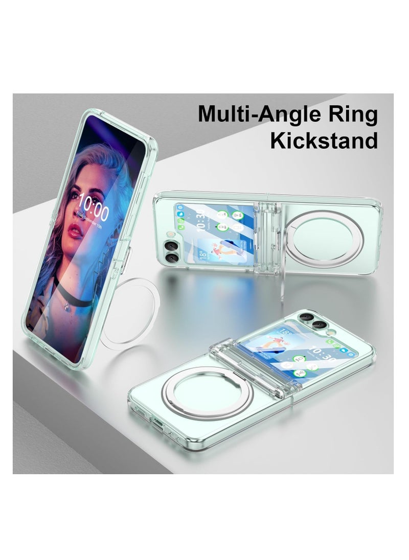 Aookay Galaxy Z Flip 6 Case with Stand Compatible with Magsafe, with Hinge Protection & Outer Screen Protector, for Samsung Z Flip 6 5g Ultra Slim Magnetic Protective Case Cover (Clear)  - Image 4