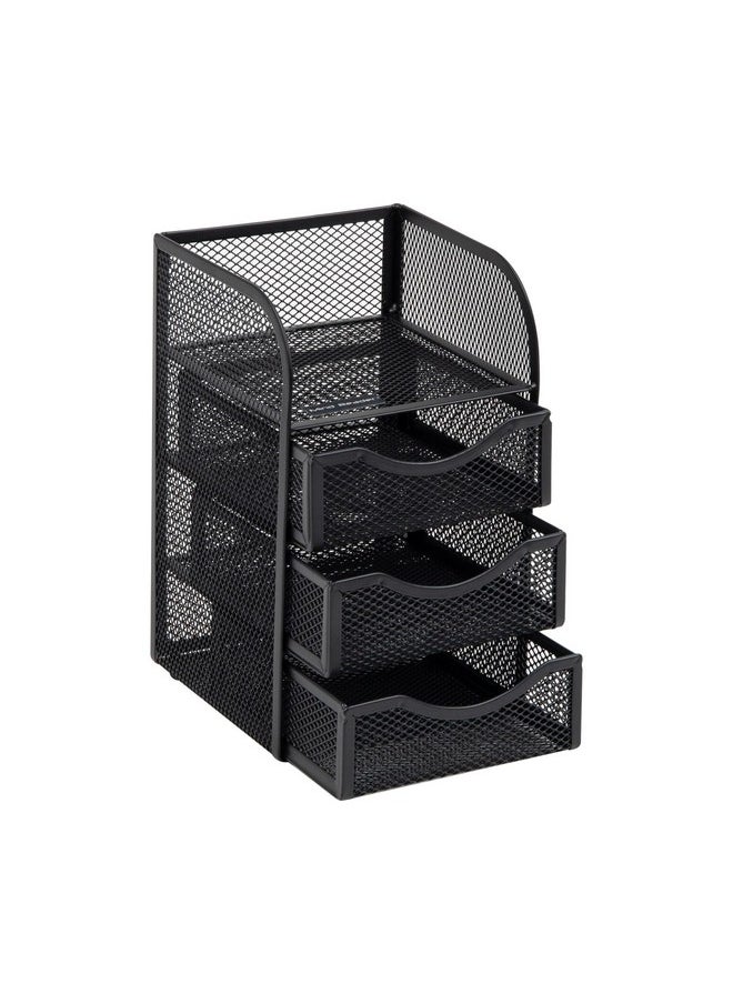 Mind Reader Mini Desk Supplies Office Supplies Organizer, 3 Drawers, 1 Top Shelf, Black  - Image 5