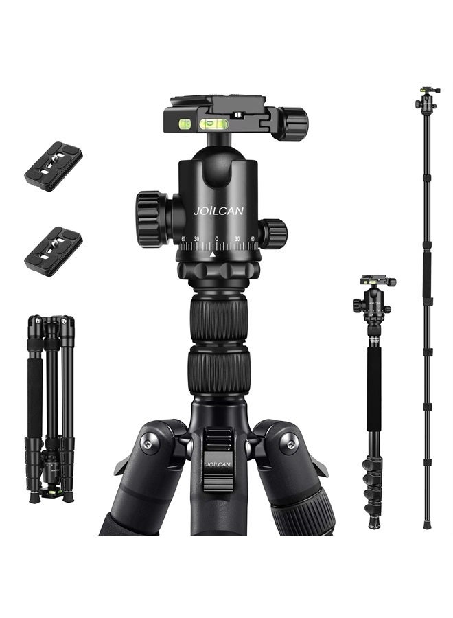 JOILCAN Tripod for Camera, 81" Camera Tripod Stand, 83 inches DSLR Tripods & Monopods, Heavy Duty Travel Tripod for Binoculars Laser Level Spotting Scope Telescope, Professional Complete Tripod Units - Image 1