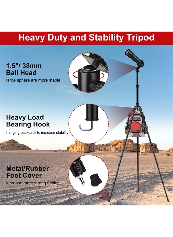JOILCAN Tripod for Camera, 81" Camera Tripod Stand, 83 inches DSLR Tripods & Monopods, Heavy Duty Travel Tripod for Binoculars Laser Level Spotting Scope Telescope, Professional Complete Tripod Units - Image 3