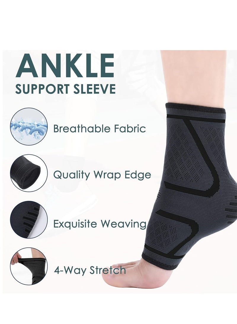 Ankle Compression Sleeve Brace for Women Men Support Socks (Pair) for Plantar Fasciitis Arch Sprained, Achilles Tendonitis, Heel Spurs - Image 2