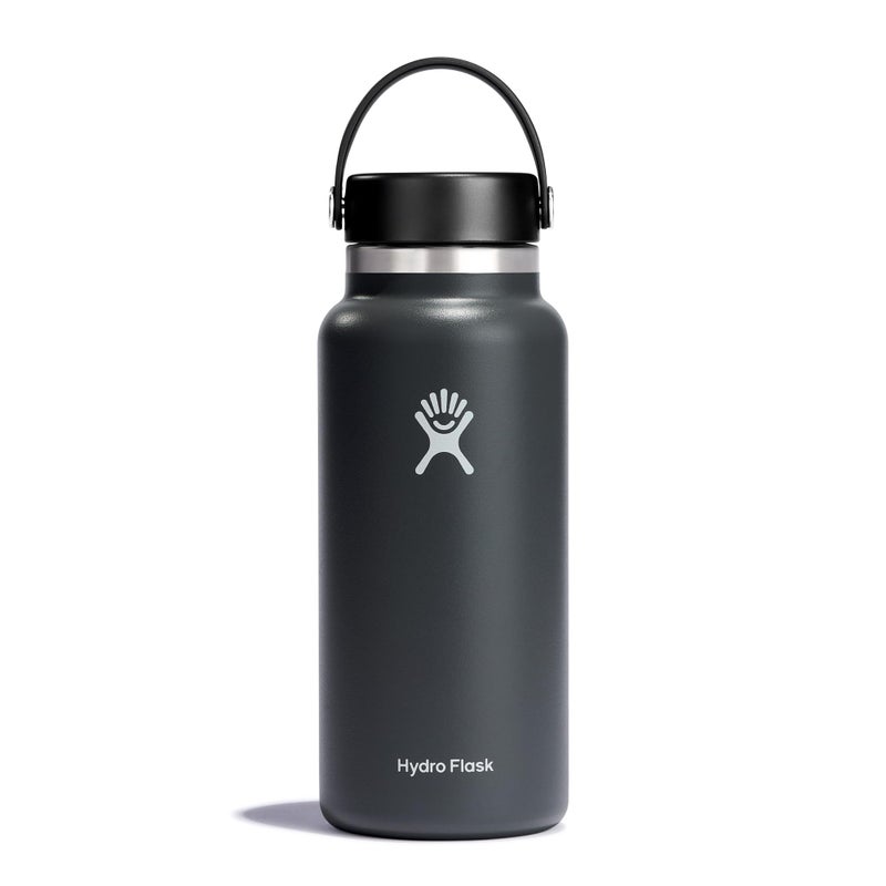 Hydro Flask Water Bottle - Insulated Stainless Steel - Wide Mouth Flex Lid, Non Spill, Leakproof and Refillable in 32 Oz Stone Gray - Image 1