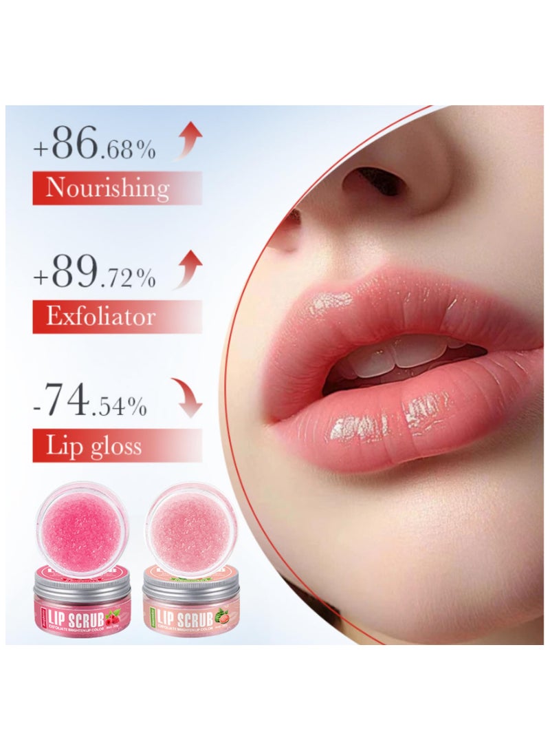 2 Pcs Fruity Lip Scrub, Lip Scrub Exfoliator, Lip Care for Women , Moisturizing Lip Mask, Lip Balm  Moisturizer for Dry Chapped Lip, Lip Exfoliator Scrub, Watermelon  Raspberry Taste - Image 2