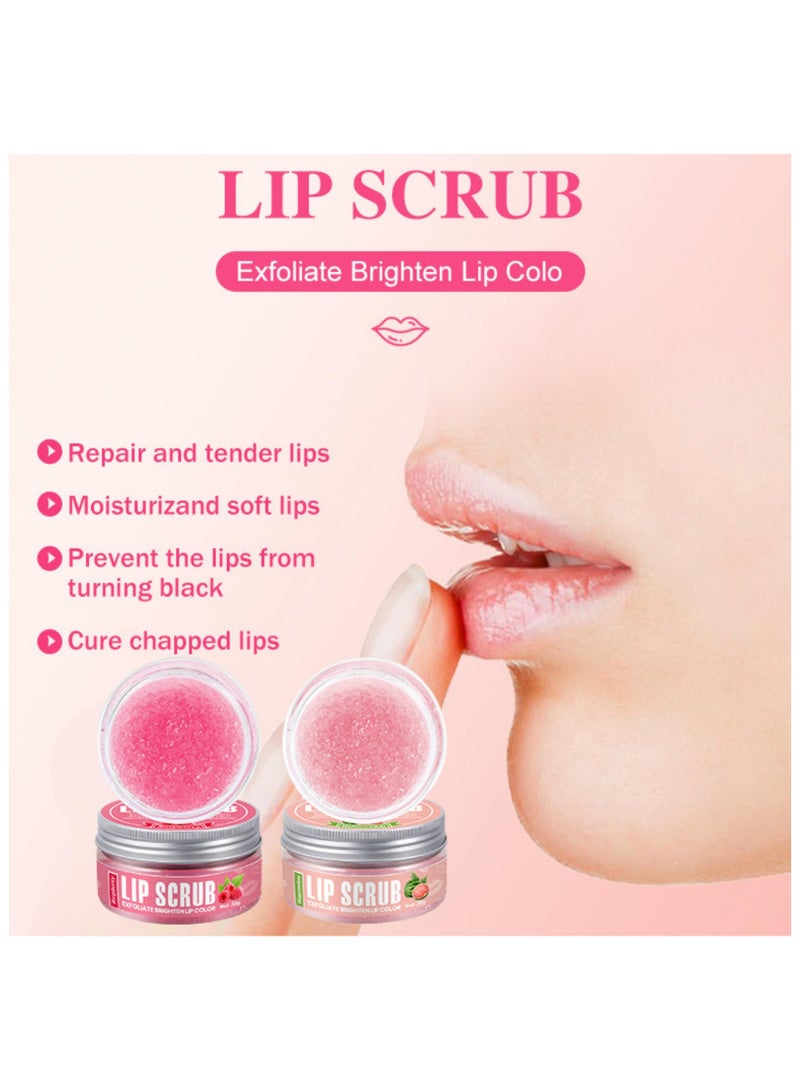2 Pcs Fruity Lip Scrub, Lip Scrub Exfoliator, Lip Care for Women , Moisturizing Lip Mask, Lip Balm  Moisturizer for Dry Chapped Lip, Lip Exfoliator Scrub, Watermelon  Raspberry Taste - Image 3