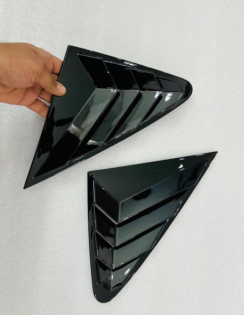 AUTO MT منافذ نافذة جانبية سوداء من فيرتوس، ستارة نافذة خلفية خفيفة الوزن من بلاستيك ABS لفتحة نافذة السيارة، ستارة نافذة خلفية مقاومة للخدش 2 قطعة - Image 2