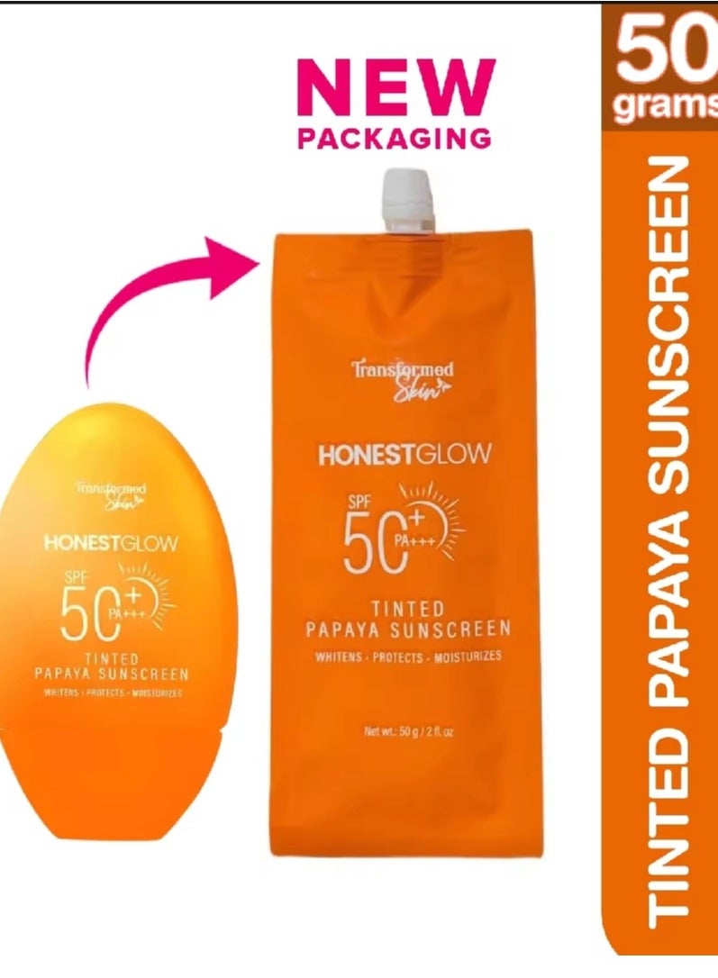 Transformed Skin Honest Glow Tinted Papaya Sunscreen SPF 50 PA+++, 50g - Image 1